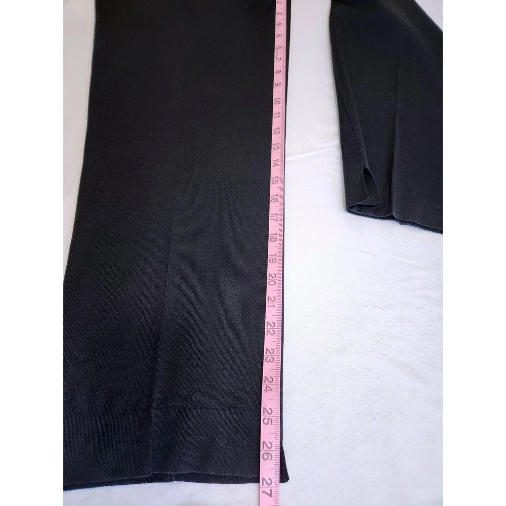 Ming Wang Black Knit Pull On Straight Leg Pants Side Slit Womens Large